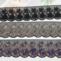 Bordure en dentelle florale brodée à sequins dorés, garniture en maille pour Abaya, Qatari, et décoration des ourlets des manches de vêtements malaisiens