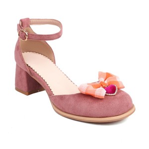 Xinzirain Nuevas llegadas personalizadas Tacón medio Flores con lazo Tacón grueso con punta redonda Tallas grandes Cordones cruzados Sandalias de tacón alto - Product Image 1