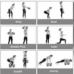 विमफिट वाणिज्यिक कस्टम लोगो 6-32 किलोग्राम पाउडर लेपित लोहा केटलबेल ताकत प्रशिक्षण केतली बेल के साथ या w/o रंग छल्ले के साथ - Product Image 4