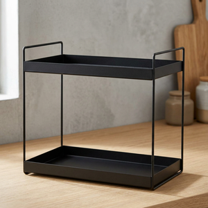 Modern Black Metal 2 Tier Countertop Organizer <b>Shelf</b> Kitchen Bathroom Storage <b>Rack</b> - Product Image 3