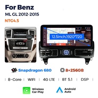 Autoradio Android 12,3 pouces avec CarPlay sans fil, écran tactile, 4G WiFi, pour Mercedes Benz ML GL 2012-2015