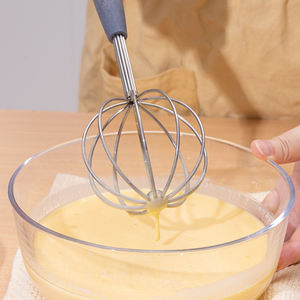 Nouvelles idées de produits 2026 Maison et cuisine Fouet à œufs en acier inoxydable Mélangeur à œufs avec poignée en paille de blé biodégradable Outil de pâtisserie - Product Image 3