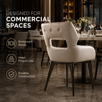 Chaise de salle à manger rembourrée moderne avec pieds en bois pour restaurant, hôtel, café, bar, salon, bureau, banquet, mobilier commercial
