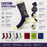 Chaussettes de sport personnalisées en jacquard géométrique, chaussettes de basketball et de course à pied rembourrées, ajustement athlétique, logo personnalisé, couleur personnalisée, faible MOQ, OEM