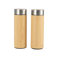 Botol Termos Vakum Stainless Steel Ramah Lingkungan Murah dengan Tutup, Berbahan Bambu