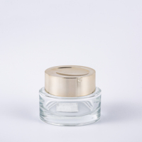 Pot en verre cylindrique transparent personnalisé de luxe 50g avec couvercle à vis en plastique pour crème visage et soins de la peau, marque TBglass, sérigraphie
