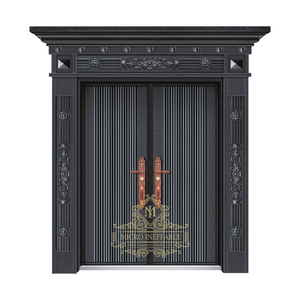 Portes <span class=keywords><strong>d</strong></span>'<span class=keywords><strong>entrée</strong></span> doubles en acier et métal, de sécurité, Design de luxe <span class=keywords><strong>d</strong></span>écoratif extérieur, avec <span class=keywords><strong>couronne</strong></span>, 1 pièce - Product Image 2