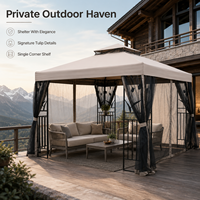Gazebo en acier robuste 3x3m (10x10ft) avec toit à double ventilation, revêtement poudré et moustiquaire, pour extérieur et jardin, vente en gros