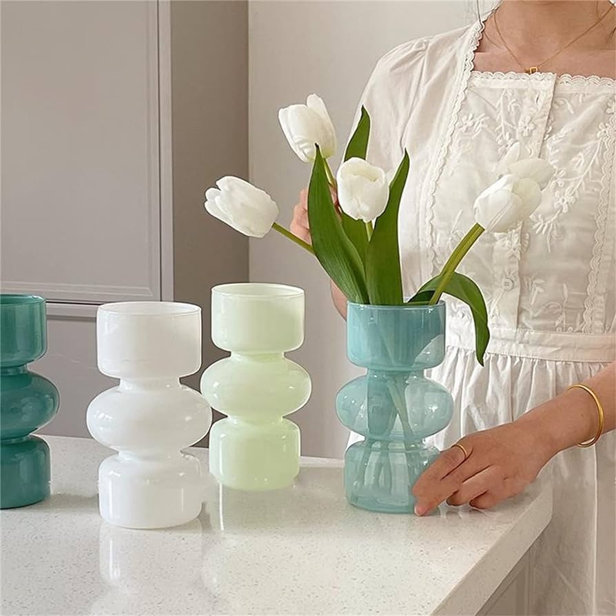 Glass Hydroponic Flower Vase - 7 Inches Colored Bubble