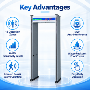 Detector <span class=keywords><strong>de</strong></span> Metales <span class=keywords><strong>de</strong></span> 18 Zonas <span class=keywords><strong>de</strong></span> Alta Sensibilidad, Puerta <span class=keywords><strong>de</strong></span> Seguridad, Detector <span class=keywords><strong>de</strong></span> Metales para la Seguridad Escolar - Product Image 3
