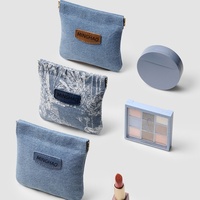 Nouveau LOGO personnalisé luxe classique bleu Denim trousse de maquillage pochette maquillage rouge à lèvres trousse de toilette sac de rangement cosmétique