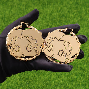 Personalisierte Hello Kitty Cartoon-Charakter Bambus-Reif Edelstahl-Ohrringe für Damen, Verblassungsresistent und Wasserfest, Geschenkidee - Product Image 2