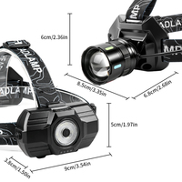 90 °   Linterna frontal ajustable de aleación de aluminio, 800lm, multifuncional, con zoom, resistente al agua, con tiras fluorescentes translúcidas