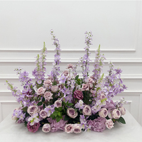 Susunan Bunga Pernikahan Buatan Profesional Warna Lavender Pink Putih, Panel Bunga, dan Runner Bunga