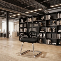Chaise de bureau ergonomique à dossier haut en maille intégrale avec pieds en arc pour réunion et visiteurs, structure en acier économique