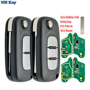 Clé <span class=keywords><strong>de</strong></span> voiture à distance pliable VA2 433 MHz ID46 PCF7961 pour Renault Clio III Master Kangoo Modus <span class=keywords><strong>Twingo</strong></span> Megane Fluence SM3 Mercedes - Product Image 1