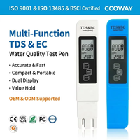 Testeur numérique de qualité de l'eau 3-en-1 TDS EC Temp, type stylo, avec rétroéclairage et fonction de maintien de la valeur, pour l'eau potable, l'aquarium et l'hydroponie