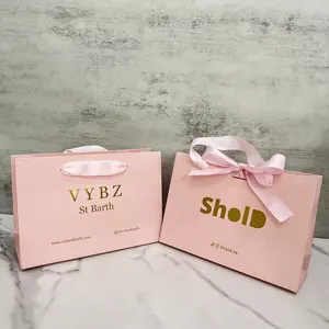 Hot sale luxury packaging paper bag with logo hot pink paper bag small wedding custom gift paper bag for party gift shopping use