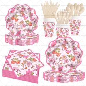 Vajilla Rosa DAMAI para Fiestas, Artículos para Fiestas, Decoraciones para Fiestas de Vaqueras, Platos, Vasos, Servilletas, Cubiertos, Cumpleaños, Baby Showers - Product Image 2