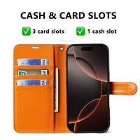 Étui portefeuille en cuir PU à fermeture magnétique pour iPhone 15 16 Pro Max avec 3 emplacements pour cartes et béquille de protection – Vente en gros