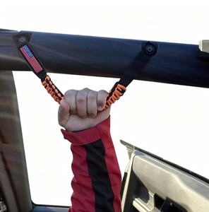 Manija de agarre trenzada para <span class=keywords><strong>Ford</strong></span> <span class=keywords><strong>Bronco</strong></span> 2021-2024 - Manija de puerta de coche <span class=keywords><strong>naranja</strong></span> y negra con bandera americana, modelo universal - Product Image 4