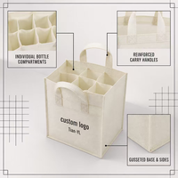 Tas Jinjing Non Woven untuk Anggur, Tas Belanja Personalisasi dengan Sekat dan Pegangan Pendek untuk Kemasan Hadiah Anggur, Logo Custom