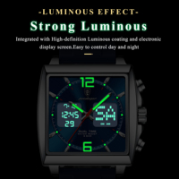 Reloj de Cuarzo Poedagar E109 para Hombre, Resistente al Agua, Luminoso, Multifuncional, con Cronógrafo, Alarma y Correa de Silicona