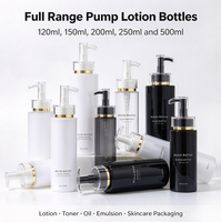 Flacon distributeur de lotion rond de luxe en PET, blanc, noir, transparent, en plastique, avec pompe transparente pour gel douche et sérum