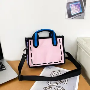 Nouveau sac fourre-tout comique en 3D imprimé de dessins animés en 2D avec logo personnalisé pour femmes et filles - Product Image 3
