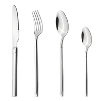 Ensemble de couverts modernes en acier inoxydable à poignée ronde, plaqué argent, 4 pièces, fourchettes et cuillères, fournitures hôtelières