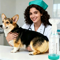 Chambre d'inhalation pour animaux de compagnie avec trois masques en silicone pour administrer des médicaments respiratoires aux chats et aux chiens de différents poids