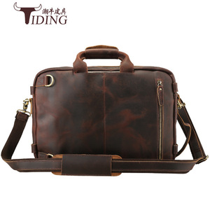 Tiding Genuine Leather Men's <b>Briefcase</b> 16-inch Laptop Bag Large Capacity Business Bag With Detachable Handle - Product Image 3
