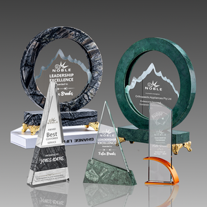 Atacado Alta Qualidade Octagon Cristal Troféu com Base De Mármore Personalizado Craved logotipo Cristal Troféu para Lembrança - Product Image 6