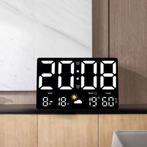 Multifunctional Silent Electronic LED Square Wall <b>Clock</b> Snooze Function USB Charging Port Large-Screen Temperature Calendar - Product Image 5
