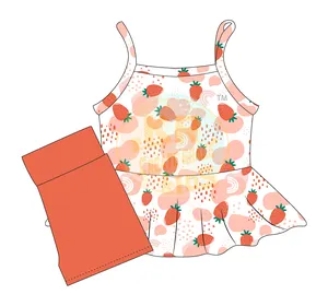 Wholesale Summer Girls Sports Suit Kids Cute Print 2 Piece Yoga Set Clothes Baby Gym Fitness Yoga Wear