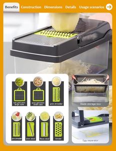<b>Multifunctional</b> Manual Eco-friendly Stainless Steel Kitchen Tools Gadgets <b>Vegetable</b> Chopper Silk Dicing <b>Cutter</b> Shredded Potato - Product Image 2