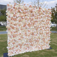 Mur de fleurs artificielles 5D personnalisé pour mariage, panneau floral rose, décoration de toile de fond pour événements et fêtes