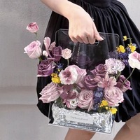 Panier floral triangulaire transparent pliable à main pour arrangements DIY, fleurs éternelles, cadeau d'anniversaire, emballage artisanal