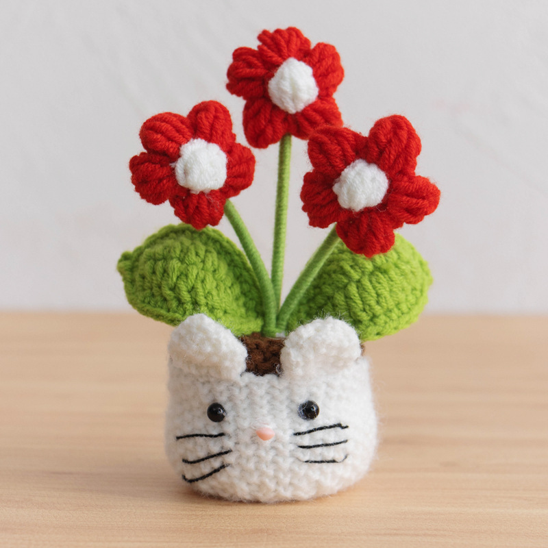 Flor de hojaldre roja - Maceta para gatos