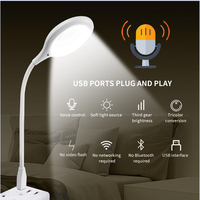 Mini bureau de lecture Portable USB Flexible Led veilleuse intelligente lampe de Table à commande vocale lampe de chambre à coucher lumière annulaire automatique Protection des yeux