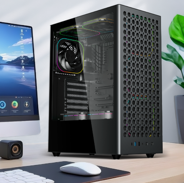High Airflow Gaming Case ATX Mid Tower Magnetic Cable Management Mesh PC Case Tool-free Side Panel Gaming Computer Case for Diy