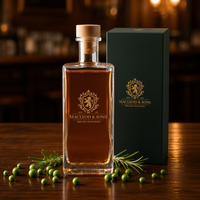 Bouteille rectangulaire super-flint de 150 ml avec logo couleur personnalisé et boîte d'emballage, échantillon de spiritueux, liqueur, whisky, vente en gros, directement de l'usine