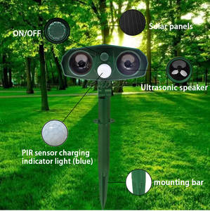 Repelente de animales a prueba de agua con energía Solar para exteriores, repelente de animales ultrasónico para perros de granja, control de roedores, para ratón, gato, pájaro, Mono - Product Image 3