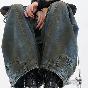 Celana <span class=keywords><strong>Jeans</strong></span> Vintage Berkualitas Tinggi Grosir untuk Wanita Desain Khusus Denim Rusak Model Longgar Lurus untuk Wanita - Product Image 6