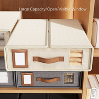 Panier de rangement pliable en lin beige moderne de qualité supérieure, avec ouverture Velcro, 3 couches respirantes, pour lit