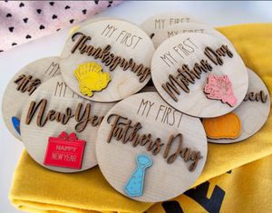 Accessoires photo, disques cadeaux personnalisés, marqueurs de développement 3D pour bébé, panneau 'Bonjour le monde' - Product Image 3