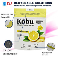 Sachet Doypack Personnalisé Jaune Recyclable avec Fermeture Éclair pour Poudre de Boisson Instantanée, Kombucha, Chips de Pomme de Terre et Sucre