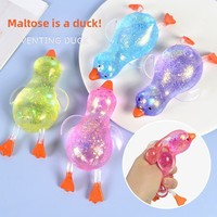 Jolie balle anti-stress en forme de canard en cristal pailleté Aurora Gold, super douce en TPE, jouet à presser portable pour enfants de 5 à 7 ans