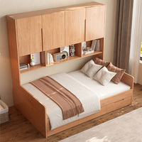 Tatami en bois massif lit enfant armoire de lit nordique combinaison intégrée moderne simple chêne 1.2m rangement lit en bois