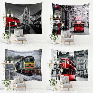 Raffiné Rouge Bus Série Art Décor Polyester Tenture <span class=keywords><strong>Porte</strong></span> Rideau Rectangle Tapisseries Noël Thanksgiving Pâques Présent - Product Image 4
